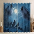 thumbnail image 1 of jejeloiu Jungle Wolves Blackout Curtains Set of 2 (52x84 Each),Howling Wolf Window Curtains For Girls Boys, 1 of 6