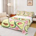 thumbnail image 1 of jejeloiu Kawaii Avocado Twin Sheet Set (3-Piece) Cartoon Heart Green Pink Microfiber Decor For Kids, 1 of 7