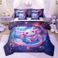 thumbnail image 1 of jejeloiu Kawaii Axolotl 7-Piece Twin Bedding Sets,Galaxy Starry Sky Bedding Comforter Set For Girls Women Reversible, 1 of 8