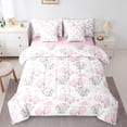 thumbnail image 1 of jejeloiu Kawaii Bow Balloon Bedding Comforter Set 7pcs,Wild Animal Elephant Queen Bedding Sets,Pink White Love Queen Sheet Sets,Breathable Bedroom Decorative Reversible, 1 of 8