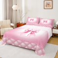 thumbnail image 1 of jejeloiu Kawaii Bow Bowknot Twin Sheet Sets,Pink Bling Print Twin Fitted Sheet,First Letter Y Flat Sheet For Girls,Super Cozy Room Decor,3 Pieces, 1 of 7