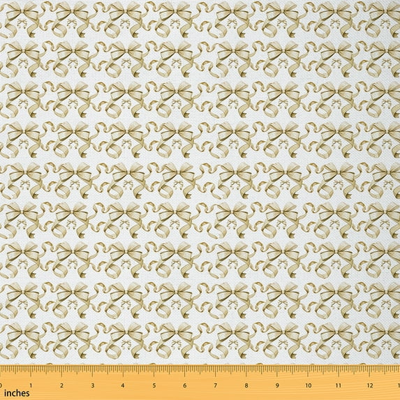 jejeloiu Kawaii Bow Knot Fabric by the Yard 10 Yards,Ribbon Bowtie Room Decor Fabric by the Yard,Gold Yellow Bowknot Sewing Fabric For Children,Breathable Home Decor