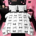thumbnail image 1 of jejeloiu Kawaii Bow Ribbon 7 Pieces Bedding Comforter Set,Gray Cute Bowtie Full Bedding Set For Girls Teens Reversible, 1 of 8