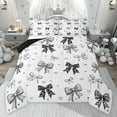thumbnail image 1 of jejeloiu Kawaii Bow Ribbon Full Size Comforter Sets,Gray Bowtie Leopard Print Bedding Sets For Girls Teens Reversible 3pcs, 1 of 8