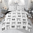 thumbnail image 1 of jejeloiu Kawaii Bow Ribbon Queen Comforter Set,Gray Cute Bowtie Bedding Comforter Set For Girls Teens Reversible 3 Pieces, 1 of 8