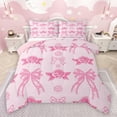 thumbnail image 1 of jejeloiu Kawaii Bow Tie Bedding Comforter Set,Retro Flower Floral Twin Comforter Sets,Pink Cute Bowknot Bedding Set For Girls Boys,Luxury Bedroom Decor Reversible,2-Piece, 1 of 8