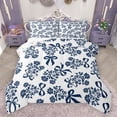 thumbnail image 1 of jejeloiu Kawaii Bow Tie Full Size Comforter Sets,Rustic Flowers Floral Bedding Comforter Set,Deepblue White Bedding Sets For Teens,Luxury Bedroom Decor Reversible,3-Piece, 1 of 8