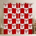 thumbnail image 1 of jejeloiu Kawaii Bowknot Black Out Curtains,Geometric Grid Bow Curtains Pack of 2 (42x63 Each),Red White Bowtie Bedroom Curtains For Children,Breathable Home Decor, 1 of 5