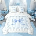 thumbnail image 1 of jejeloiu Kawaii Bowknot Bow 7-Piece Bedding Comforter Set,Blue Bowtie Polka Dots King Bedding Sets For Girls Kids Reversible, 1 of 8