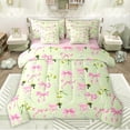 thumbnail image 1 of jejeloiu Kawaii Bowknot Bow 7-Piece Bedding Comforter Set,Sweet Green Seedless Lemon King Bedding Sets,Pink Ribbon Bowtie Bed Sheets For Girl,Luxury Bedroom Decor Reversible, 1 of 8