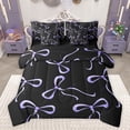 thumbnail image 1 of jejeloiu Kawaii Bowknot Bow 7-Piece Twin Bedding Sets,Chic Ribbon Bowtie Bedding Comforter Set,Purple Black Sheet Sets For Girl Breathable Home Decor Reversible, 1 of 8