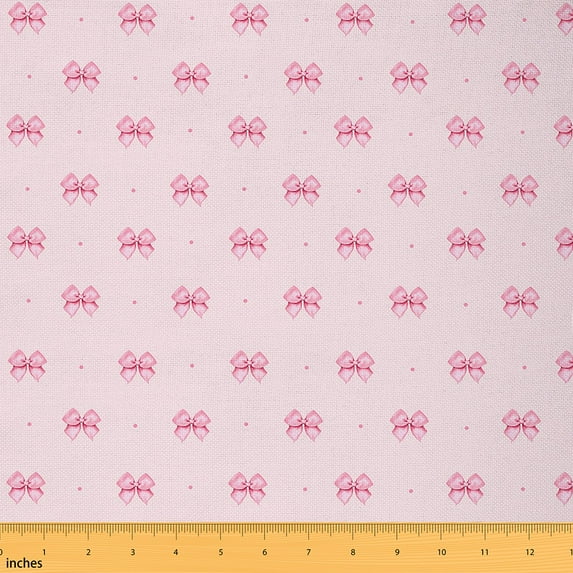 jejeloiu Kawaii Bowknot Bow Fabric by the Yard 3 Yards,Girls Bowtie Sewing Fabric,Pink Dot Pattern Fabric for Sewing For Teens,Microfiber Bedroom Decor