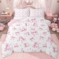 thumbnail image 1 of jejeloiu Kawaii Bowknot Bow Queen Comforter Set,White Pink Bedding Comforter Set For Girls Teens Reversible 3pcs, 1 of 8