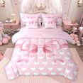 thumbnail image 1 of jejeloiu Kawaii Bowknot Hearts 7-Piece Twin Bedding Sets,Girls Cute Bowtie Bedding Comforter Set For Girls Women Reversible, 1 of 8