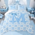 thumbnail image 1 of jejeloiu Kawaii Bows Full Size Comforter Sets,Blue Letter M Bedding Sets For Bowtie Girls Reversible 3pcs, 1 of 8