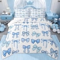 thumbnail image 1 of jejeloiu Kawaii Bowtie Cartoon Bow Queen Comforter Set,Blue White Bedding Comforter Set For Girl Kids Reversible 3 Pieces, 1 of 8