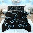 thumbnail image 1 of jejeloiu Kawaii Bowtie Queen Comforter Set,Cute Bowknot Bedding Sets,Blue Black Bedding Comforter Set For Girls Teens,Luxury Bedroom Decor Reversible,3pcs, 1 of 8