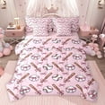 thumbnail image 1 of jejeloiu Kawaii Bowtie Ribbon 7 Pieces Bedding Comforter Set,Baseball Sport Theme Full Bedding Set For Girls Kids Reversible, 1 of 8