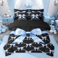 thumbnail image 1 of jejeloiu Kawaii Bowtie Ribbon 7pcs Bedding Comforter Set,Blue Black Queen Bedding Sets For Girls Teens Reversible, 1 of 8