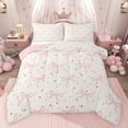 thumbnail image 1 of jejeloiu Kawaii Bowtie Ribbon Bedding Comforter Set,Cute Polka Dots Twin Comforter Sets,Pink White Bedding Set For Girls Teens,Luxury Bedroom Decor Reversible,2-Piece, 1 of 8