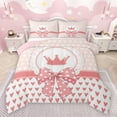 thumbnail image 1 of jejeloiu Kawaii Bowtie Ribbon Full Size Comforter Sets,Cute Circle Dot Bedding Comforter Set,Pink Heart Print Bedding Sets For Girl Kids,Luxury Bedroom Decor Reversible,3-Piece, 1 of 8