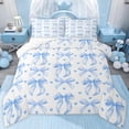 thumbnail image 1 of jejeloiu Kawaii Bowtie Ribbon Queen Comforter Set,Blue Cute Loves Bedding Comforter Set For Girls Teens Reversible 3pcs, 1 of 8
