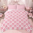 thumbnail image 1 of jejeloiu Kawaii Bowtie Ribbon Twin Comforter Sets,Pink Cute Loves Bedding Set For Girls Teens Reversible 2 Pieces, 1 of 8