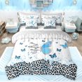 thumbnail image 1 of jejeloiu Kawaii Butterfly 7pcs Bedding Comforter Set,Chic Leopard Print Queen Bedding Sets,Blue Black Queen Sheet Sets For Girls Teens,Ultra Soft Home Decor Reversible, 1 of 8