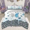 thumbnail image 1 of jejeloiu Kawaii Butterfly Full Size Comforter Sets,Chic Leopard Print Bedding Comforter Set,Blue Black Bedding Sets For Girls Teens,Ultra Soft Home Decor,3 Pieces, 1 of 8