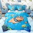 thumbnail image 1 of jejeloiu Kawaii Capybara 7-Piece Twin Bedding Sets,Brown Blue Bedding Comforter Set For Boys Kids Reversible, 1 of 8