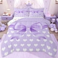 thumbnail image 1 of jejeloiu Kawaii Cartoon Bow Queen Comforter Set,Cute Heart Print Bedding Comforter Set For Girl Kids Reversible 3-Piece, 1 of 8