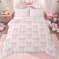 thumbnail image 1 of jejeloiu Kawaii Cartoon Bow Queen Comforter Set,Pink Bowknot Print Bedding Comforter Set For Girl Kids Reversible 3 Pieces, 1 of 8