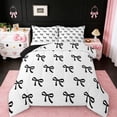 thumbnail image 1 of jejeloiu Kawaii Cartoon Bowtie Twin Comforter Sets,Cute Black Bow Bedding Set For Girl Kids Reversible 2pcs, 1 of 8