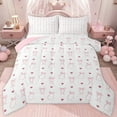 thumbnail image 1 of jejeloiu Kawaii Cartoon Bowtie Twin Comforter Sets,Dreamy Pink Loves Bedding Set For Girl Kids Reversible 2-Piece, 1 of 8