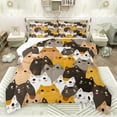 thumbnail image 1 of jejeloiu Kawaii Cartoon Cat Bedding Comforter Set,Cute Pet Kitten Twin Comforter Sets,White Black Orange Bedding Set For Girls Teens,Ultra Soft Home Decor Reversible,2-Piece, 1 of 8