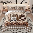 thumbnail image 1 of jejeloiu Kawaii Cartoon Gnome Bedding Comforter Set,Happy Valentine'S Day Twin Comforter Sets,Brown White Grid Bedding Set For Girls Boys,Microfiber Bedroom Decor,2-Piece, 1 of 8