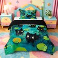 thumbnail image 1 of jejeloiu Kawaii Cartoon Twin Comforter Sets Kids,Magical Kitten Print Bedding Set,Reversible,2 Pieces, 1 of 8