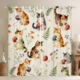 thumbnail image 1 of jejeloiu Kawaii Cat Animals Blackout Curtains Set of 2 (52x84 Each),Rustic Flowers Leaves Window Curtains For Girls Kids, 1 of 6