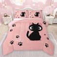 thumbnail image 1 of jejeloiu Kawaii Cat Kitten Bedding Comforter Set,Cute Dogs Paws Twin Comforter Sets,Pink Black Bedding Set For Kids,Super Cozy Room Decor Reversible,2pcs, 1 of 8