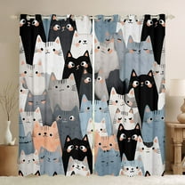 jejeloiu Kawaii Cat Kitten Black Out Curtains,Cute Cartoon Animal Curtains Pack of 2 (42x63 Each),Pet Lovers Bedroom Curtains For Kids,Super Cozy Room Decor