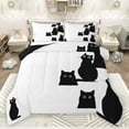 thumbnail image 1 of jejeloiu Kawaii Cat Kitten Full Size Comforter Sets,Cute Cartoon Animal Bedding Comforter Set,White Black Bedding Sets For Kids,Super Cozy Room Decor Reversible,3-Piece, 1 of 8