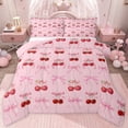 thumbnail image 1 of jejeloiu Kawaii Cherries Full Size Comforter Sets,Cute Cartoon Bowtie Bedding Sets For Girl Teens Reversible 3 Pieces, 1 of 8