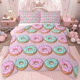 thumbnail image 1 of jejeloiu Kawaii Colorful Doughnut Full Size Comforter Sets,Sweet Dessert Theme Bedding Sets For Girls Kids Reversible 3-Piece, 1 of 8
