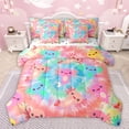 thumbnail image 1 of jejeloiu Kawaii Cute Axolotl 7 Pieces Bedding Comforter Set,Watercolor Tie Dye Full Bedding Set,Colotful Cartoon Animal Fitted Sheet Flat Sheet For Girls Teens,Ultra Soft Home Decor Reversible, 1 of 8