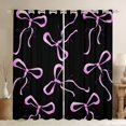 thumbnail image 1 of jejeloiu Kawaii Cute Bowknot Curtains Pack of 2 (42x84 Each),Chic Ribbon Bow Tie Curtains Blackout,Pink Black Bedroom Curtains For Girls,Microfiber Bedroom Decor, 1 of 6