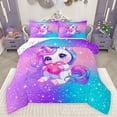 thumbnail image 1 of jejeloiu Kawaii Cute Unicorn Bedding Comforter Set,3D Caroon Loves Twin Comforter Sets,Dreamy Fairy Tale Theme Bedding Set For Girl,Breathable Home Decor Reversible,2pcs, 1 of 8