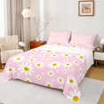 thumbnail image 1 of jejeloiu Kawaii Daisy Bed Sheets,Cartoon Bowknot Flower King Sheets,Pink White Sheet Set For Girls Teens,Microfiber Bedroom Decor,4-Piece, 1 of 7