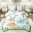 thumbnail image 1 of jejeloiu Kawaii Dinosaur 7-Piece Twin Bedding Sets,Hawaii Coconut Tree Bedding Comforter Set For Dino Boys Reversible, 1 of 8