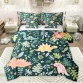 thumbnail image 1 of jejeloiu Kawaii Dinosaur Dino 7-Piece Twin Bedding Sets,Cartoon Animal Bedding Comforter Set,Green Leaves Sheet Sets For Boys,Luxury Bedroom Decor Reversible, 1 of 8