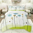 thumbnail image 1 of jejeloiu Kawaii Floral Daisy Queen Comforter Set,Cartoon Animal Ladybug Bedding Sets,White Green Blue Bedding Comforter Set For Girls Teens,Microfiber Bedroom Decor Reversible,3pcs, 1 of 8